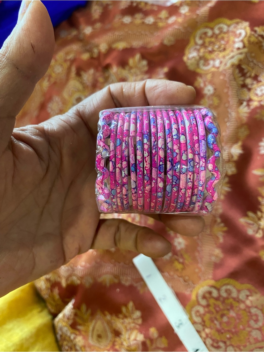 Pack of Pink Patterned girls bangle set